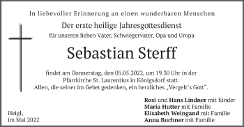 Traueranzeige von Sebastian Sterff von merkurtz