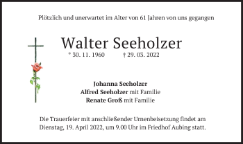 Traueranzeige von Walter Seeholzer von merkurtz