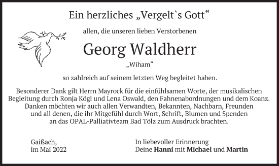 Traueranzeige von Georg Waldherr von merkurtz