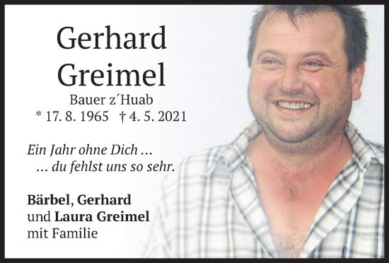 Traueranzeige von Gerhard Greimel von merkurtz