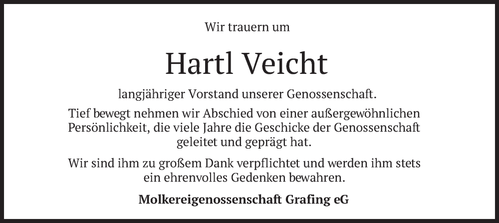  Traueranzeige für Hartl Veicht vom 19.05.2022 aus merkurtz