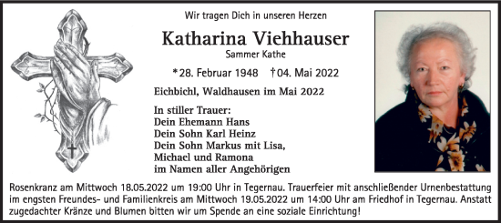 Traueranzeige von Katharina Viehhauser von merkurtz