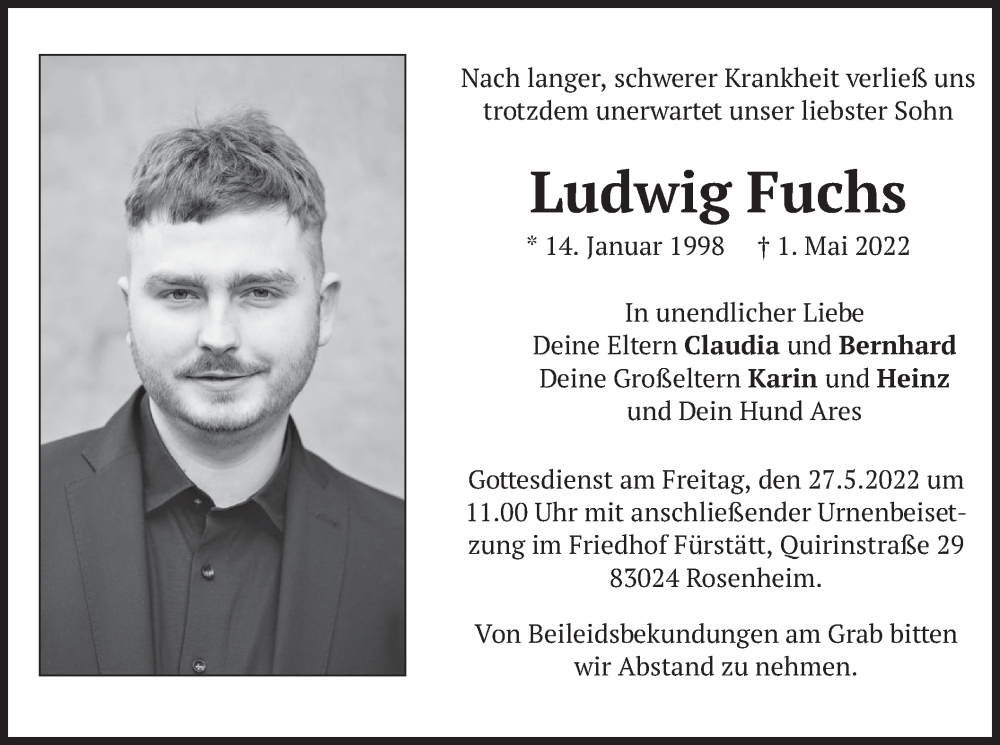  Traueranzeige für Ludwig Fuchs vom 21.05.2022 aus merkurtz