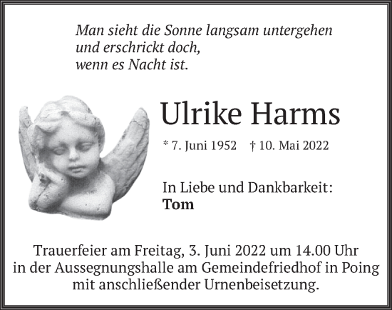 Traueranzeige von Ulrike Harms von merkurtz