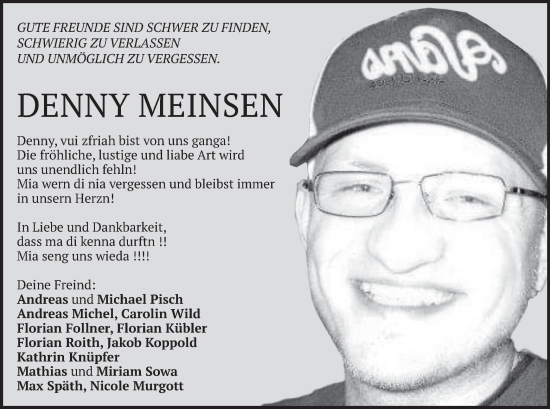 Traueranzeige von Denny Meinsen von merkurtz