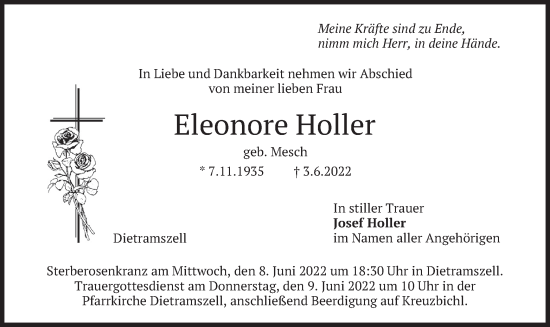 Traueranzeige von Eleonore Holler von merkurtz