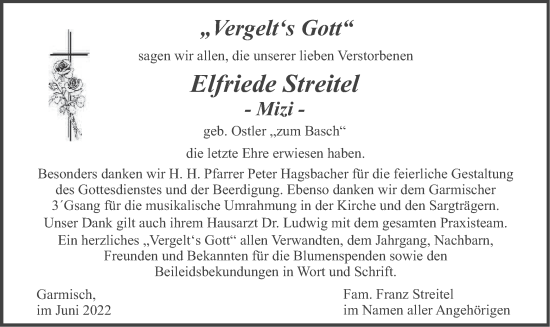 Traueranzeige von Elfriede Streitel von merkurtz