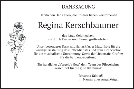 Traueranzeige von Regina Kerschbaumer von merkurtz
