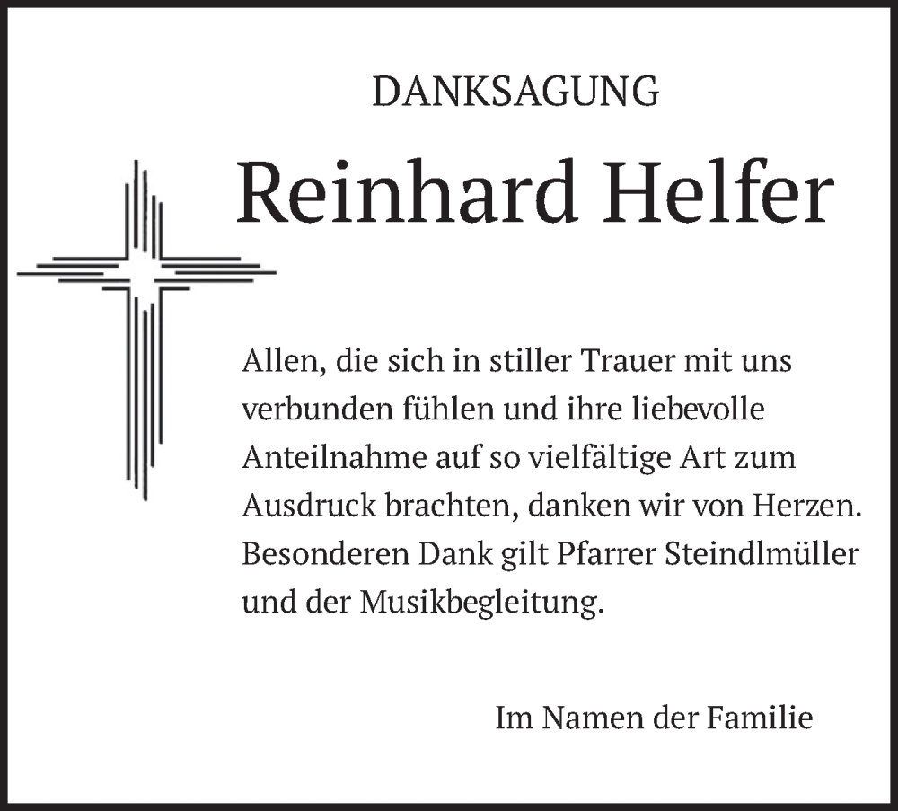  Traueranzeige für Reinhard Helfer vom 11.06.2022 aus merkurtz