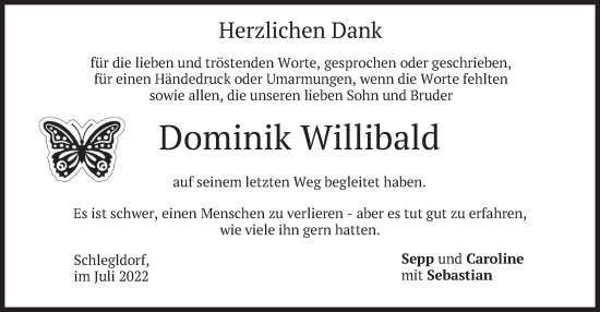 Traueranzeige von Dominik Willibald von merkurtz