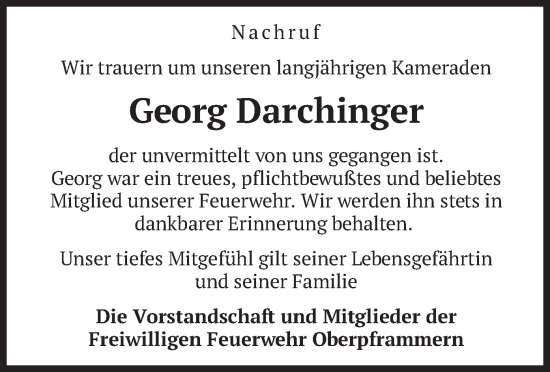 Traueranzeige von Georg Darchinger