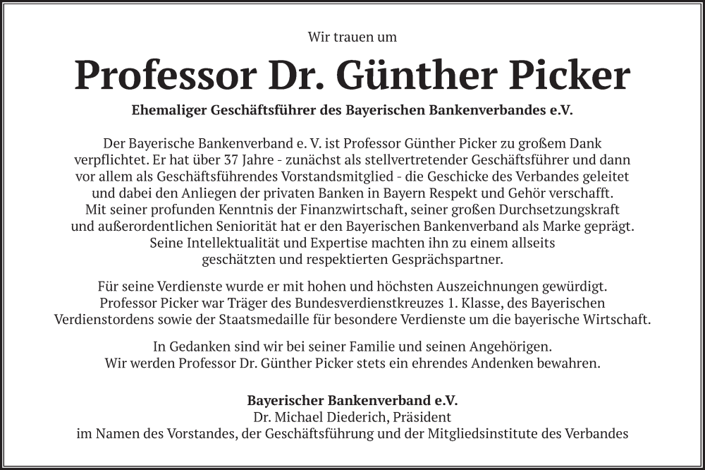  Traueranzeige für Günther Picker vom 02.07.2022 aus merkurtz