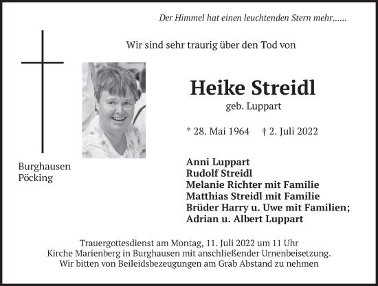 Traueranzeige von Heike Streidl von merkurtz