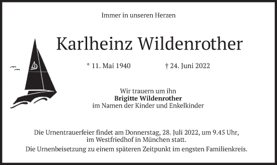 Traueranzeige von Karlheinz Wildenrother von merkurtz