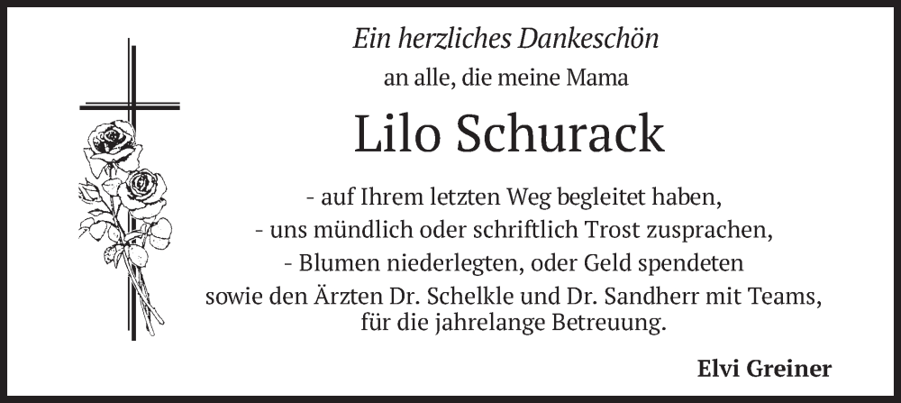  Traueranzeige für Lilo Schurack vom 14.07.2022 aus merkurtz