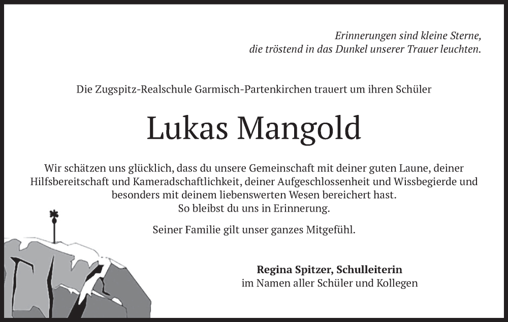  Traueranzeige für Lukas Mangold vom 02.07.2022 aus merkurtz