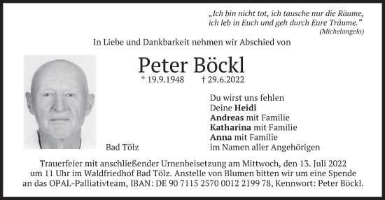 Traueranzeige von Peter Böckl von merkurtz
