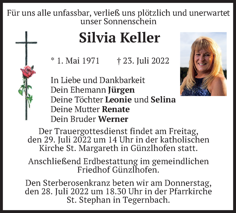  Traueranzeige für Silvia Keller vom 27.07.2022 aus merkurtz