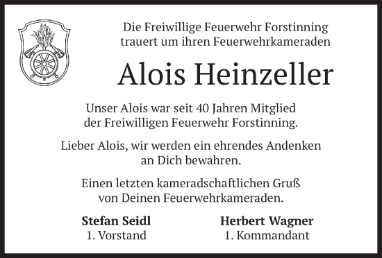 Traueranzeige von Alois Heinzeller