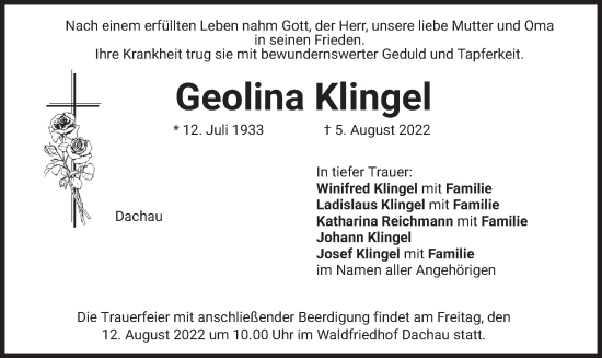 Traueranzeige von Geolina Klingel von merkurtz