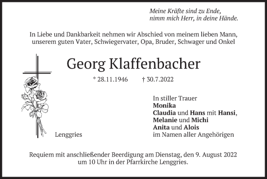 Traueranzeige von Georg Klaffenbacher von merkurtz