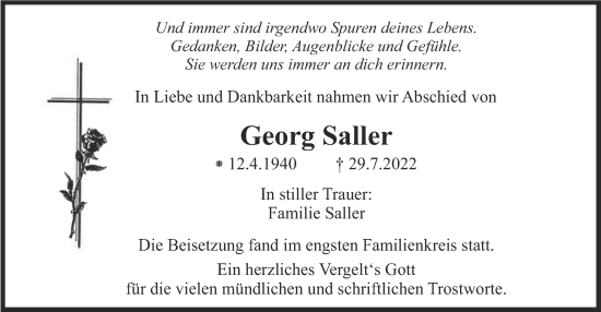 Traueranzeige von Georg Saller von merkurtz