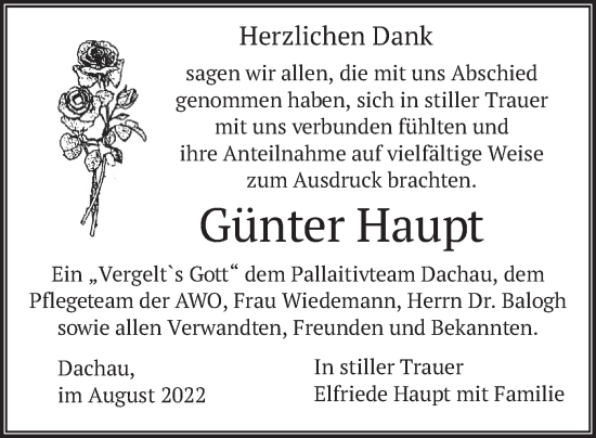 Traueranzeige von Günter Haupt von merkurtz