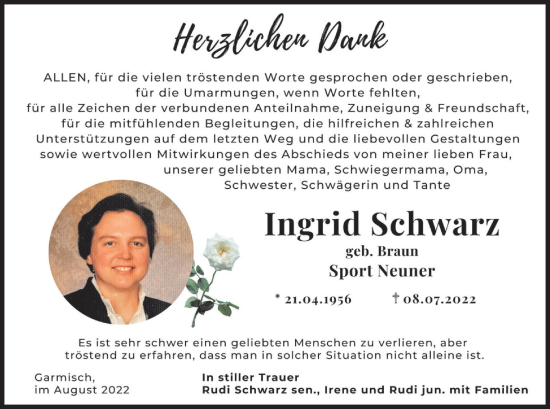 Traueranzeige von Ingrid Schwarz von merkurtz