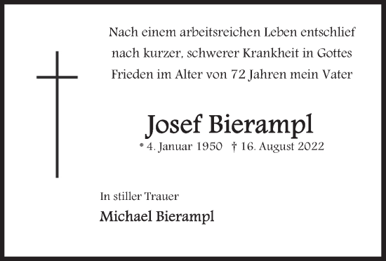 Traueranzeige von Josef Bierampl von merkurtz