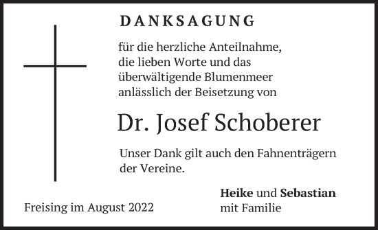 Traueranzeige von Josef Schoberer von merkurtz