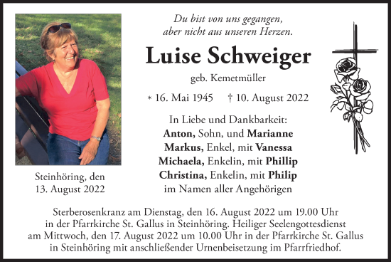 Traueranzeige von Luise Schweiger