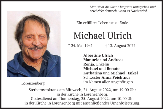 Traueranzeige von Michael Ulrich von merkurtz