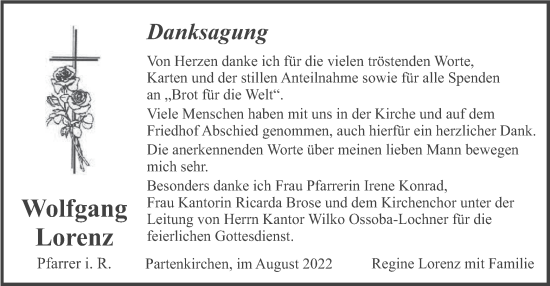 Traueranzeige von Wolfgang Lorenz von merkurtz