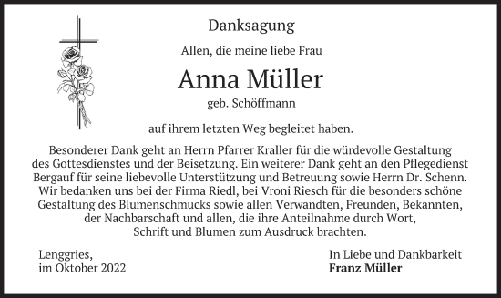 Traueranzeige von Anna Müller von merkurtz