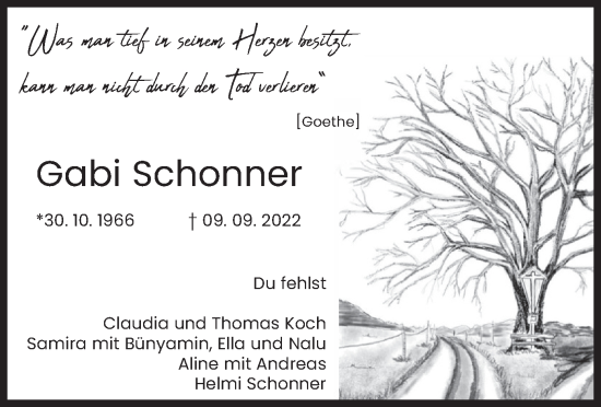 Traueranzeige von Gabi Schonner von merkurtz