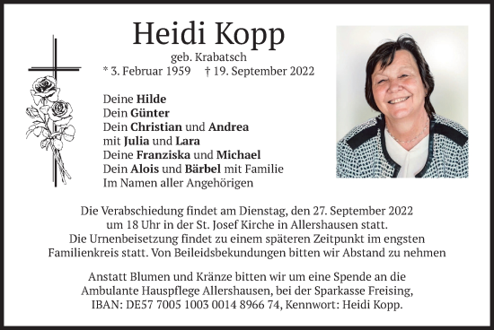 Traueranzeige von Heidi Kopp von merkurtz