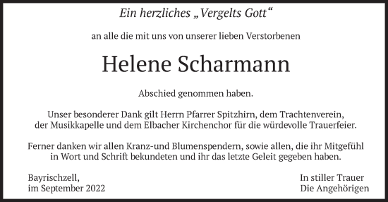 Traueranzeige von Helene Scharmann von merkurtz