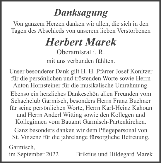 Traueranzeige von Herbert Marek von merkurtz