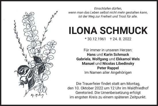 Traueranzeige von Ilona Schmuck von merkurtz