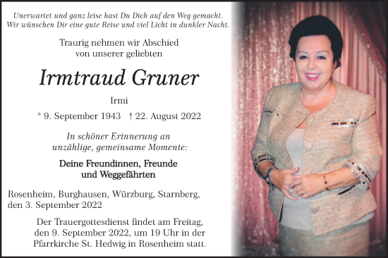 Traueranzeige von Irmtraud Gruner von merkurtz