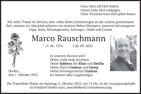 Traueranzeige von Marco Rauschmann von merkurtz