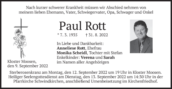 Traueranzeige von Paul Rott von merkurtz