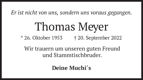 Traueranzeige von Thomas Meyer von merkurtz