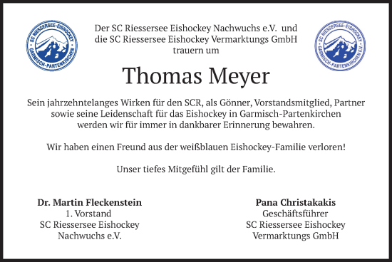 Traueranzeige von Thomas Meyer von merkurtz