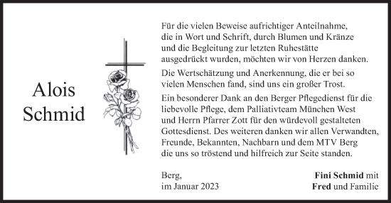 Traueranzeige von Alois Schmid von merkurtz