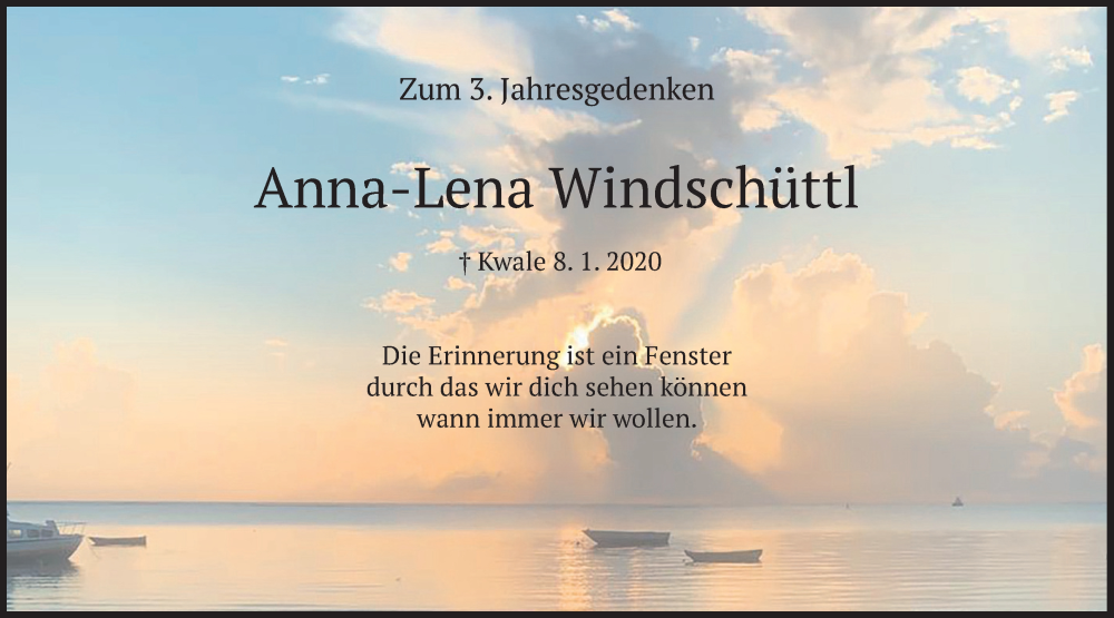  Traueranzeige für Anna-Lena Windschüttl vom 07.01.2023 aus merkurtz