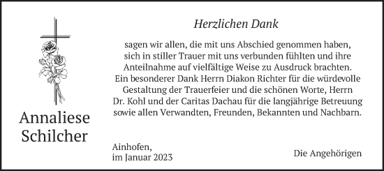 Traueranzeige von Annaliese Schilcher von merkurtz