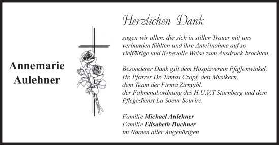 Traueranzeige von Annemarie Aulehner von merkurtz