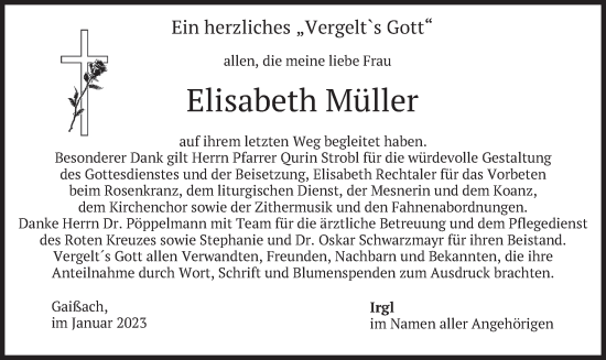 Traueranzeige von Elisabeth Müller von merkurtz