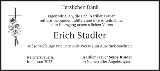 Traueranzeige von Erich Stadler von merkurtz
